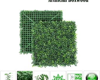 Artificial Boxwood Panels Topiary Hedge Plant UV Protected Privacy Screen Outdoor Indoor Use Garden Fence Backyard Home Decor 20x20"