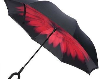 Inverted Umbrella Umbrella Windproof Reverse Umbrella, Umbrellas for Women with UV Protection, Upside Down Umbrella with C-Handle  P4