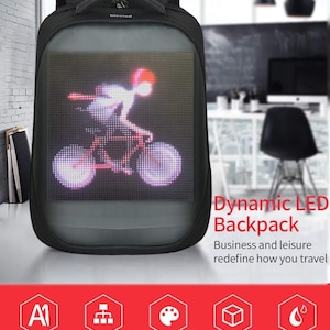Smart LED Backpack Cool Black Customizable Laptop Backpack Innovative Gift School Bag Dynamic Backpack Outdoor Fashion Advertising bag image 5