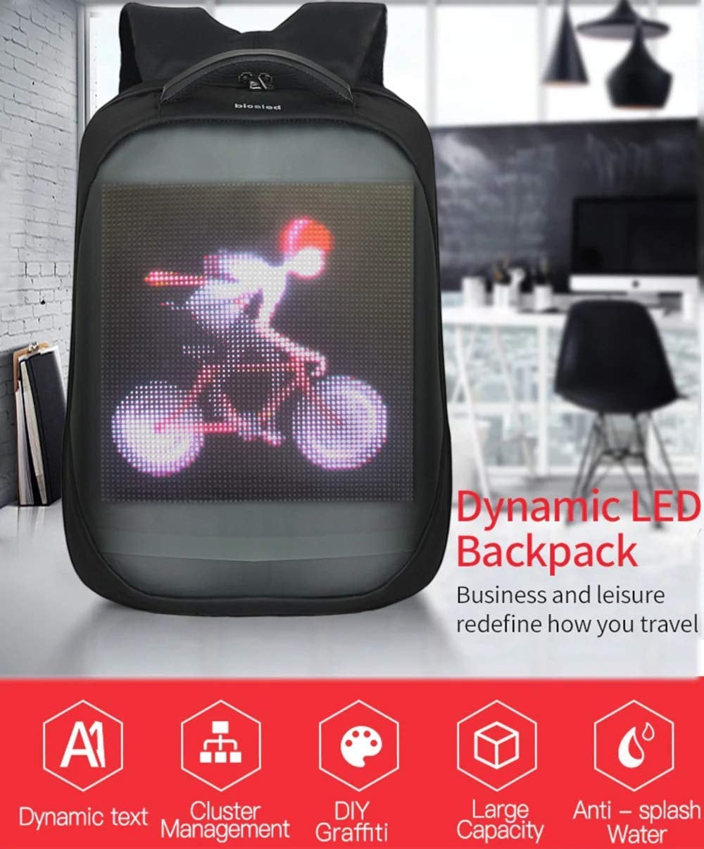 Smart LED Backpack Cool Black Customizable Laptop Backpack Etsy