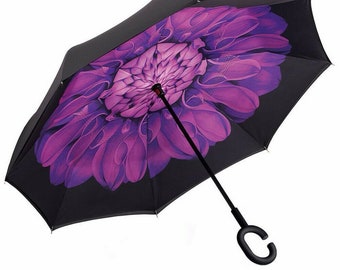 Inverted Umbrella Umbrella Windproof Reverse Umbrella, Umbrellas for Women with UV Protection, Upside Down Umbrella with C-Handle