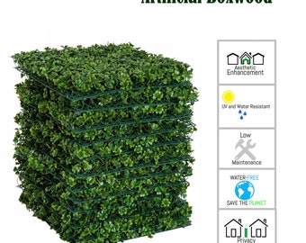 Artificial Boxwood Panels Topiary Hedge Privacy Screen Outdoor Indoor Garden Fence Backyard Home Decor Greenery Walls,Party backdrop 20"x20"