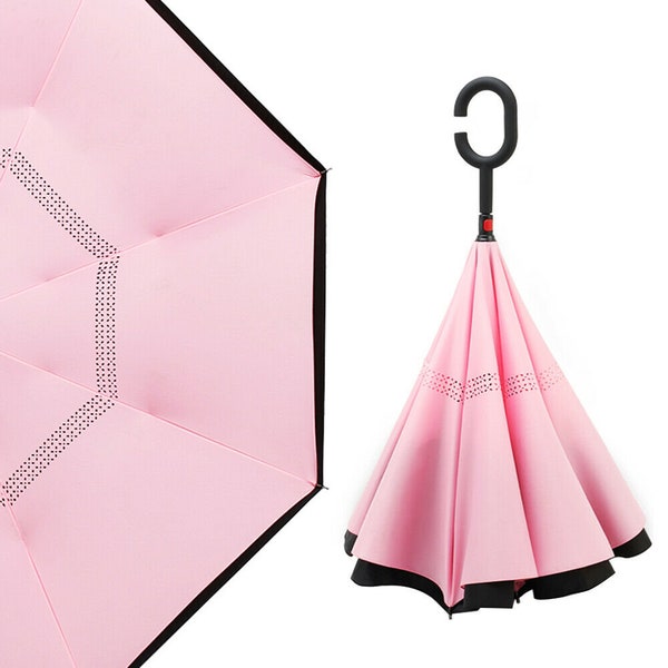 Inverted Umbrella, Umbrella Windproof, Reverse Umbrella Umbrellas for Women with UV Protection Upside Down Umbrella with C-Handle
