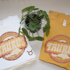 Taurus Zodiac Tee, Retro 70s Inspired Zodiac Astrology Graphic T-Shirt, Taurus Birthday Gift, Astrology Gift, Zodiac Sign Present