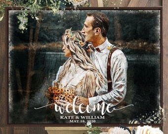 Rustic Wedding Welcome Sign Wood Wedding Signs Wedding Decorations Rustic Wedding Decor Personalized Welcome Sign Custom Photo Wedding Sign