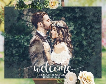 Rustic Wedding Welcome Sign Wood Wedding Signs Wedding Decorations Rustic Wedding Decor Personalized Welcome Sign Custom Photo Wedding Sign