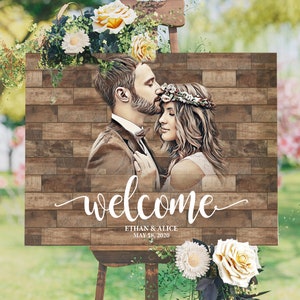 Rustic Wedding Welcome Sign Wood Wedding Signs Wood Wedding Decorations Rustic Wedding Decor Personalized Welcome Sign Photo Wedding Signs