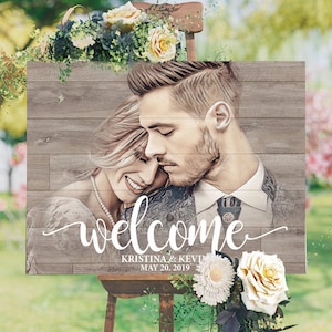 Welcome Wedding Sign With Photo Wedding Decor Welcome to Wedding Welcome Sign Personalized Wedding Decorations Welcome Our Wedding Signage