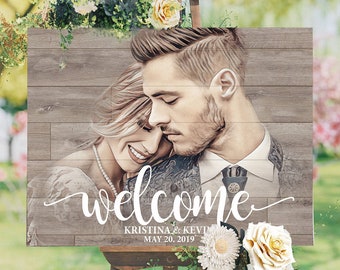 Welcome Wedding Sign With Photo Wedding Decor Welcome to Wedding Welcome Sign Personalized Wedding Decorations Welcome Our Wedding Signage