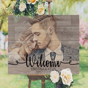 Rustic Wedding Welcome Sign Wood Wedding Signs Wood Wedding Decorations Rustic Wedding Decor Personalized Welcome Sign Photo Wedding Signs