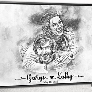 Personalized Gift for Her Womens Gift Mens Gift Custom Portrait From Photo Personalized Home Gift for Him Gift for Her Couple Drawing Sketch
