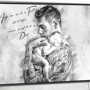 Custom Portrait Fathers Day Gift From Daughter Personalized Gift New Dad Gift from Kids Gift From Son Gift from Wife Gift for Grandpa Ideas