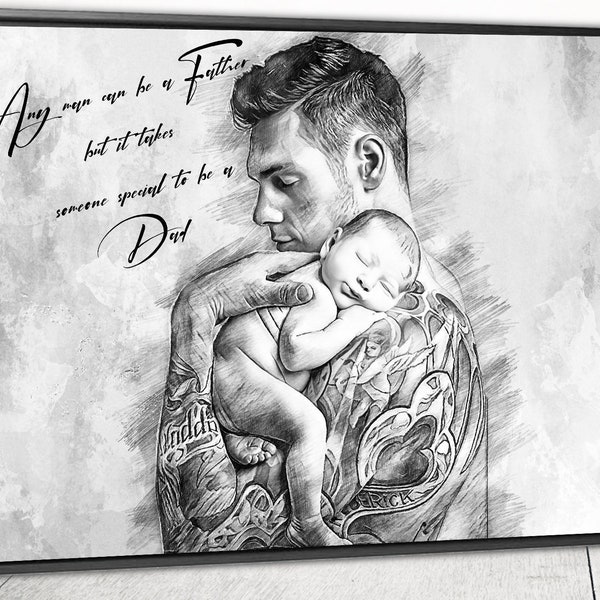 Custom Portrait Fathers Day Gift From Daughter Personalized Gift New Dad Gift from Kids Gift From Son Gift from Wife Gift for Grandpa Ideas