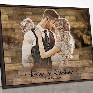 Custom Portrait From Photo Framed Custom Couple Portrait Wood Wall Art Custom Family Portrait Painting From Photo Picture On Canvas Print