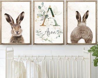 Custom Bunny Prints Nursery Decor Boy Baby Name Sign Printable Wall Art Rabbit Print Baby Boy Nursery Wall Art Nursery Art Nursery Print