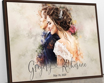 Painting From Photo, Wedding illustration, Custom wedding portrait From Photo, Custom Couple Portrait Watercolor, Gift for Her_Gift for Him