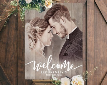 Rustic Wedding Welcome Sign Wood Texture Wedding Signs Wedding Decorations Rustic Wedding Decor Personalized Welcome Sign Photo Wedding Sign