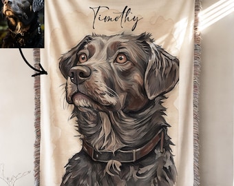 personalized blanket custom blanket  personalized gift pet memorial gift custom portrait from photo dog memorial gift custom dog portrait