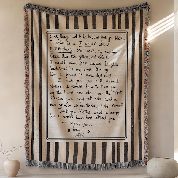Custom Blanket Bereavement Gift Memorial Gift for Loss of Mothers Dad Mom Handwriting Condolence Gift Sympathy Gift Personalized Keepsake
