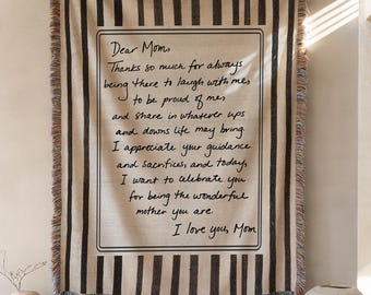 Handwriting Woven Throw Blanket Personalized Gift Love Birthday Gift For Mom Dad Grandma Anniversary Gift Girlfriend Boyfriend Husband Wife