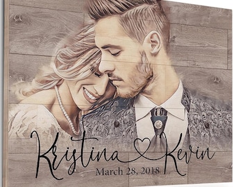 Wood Wall Art Prints Wooden Sign Photo To Canvas Decor Custom Pictures Personalized Wedding Gift for Couple Portrait from Photo Photography