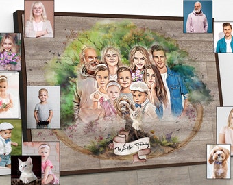 Christmas Gift for Grandparent Custom Portrait Personalised Gift For Her Watercolor Family Portrait Custom Painting Gift for Grandma Grandpa