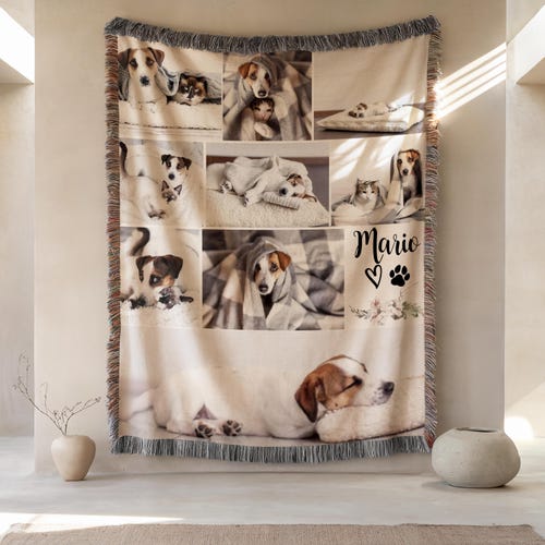 Custom Pet Portrait Dog Blanket Pet Memorial Gift Photo Blanket With Picture Blanket Personalized Blanket Custom Blanket Collage Blanket