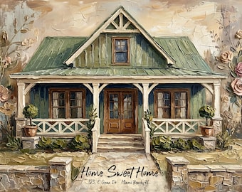 Home portrait, house painting, housewarming gift, our first home sign, home sweet home sign, oil painting home, house portrait, realtor gift