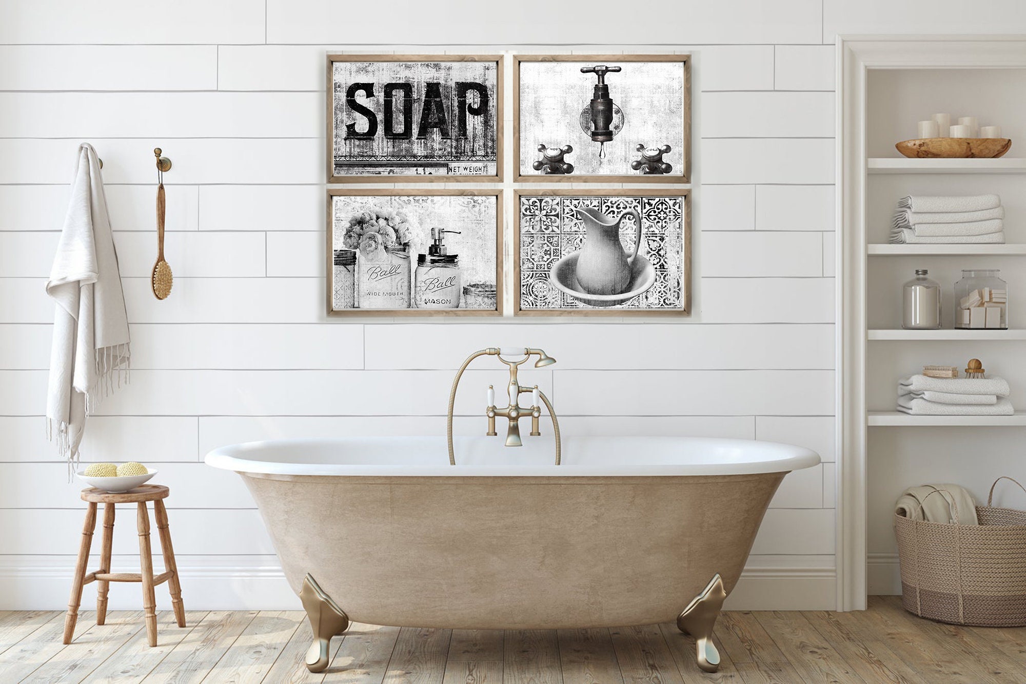Home Decor Bathroom Wall Decor Printable Wall Art Farmhouse Etsy