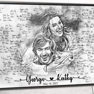 Custom Portrait Wedding Guest Book Alternative Personalized Wedding Guest Book Portrait Sketch Photo Wedding Decor Wedding Decorations