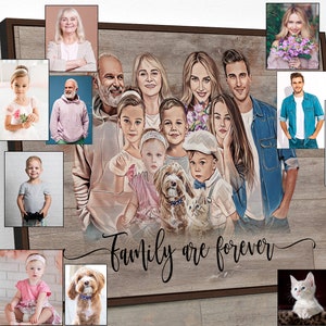 Custom Blended Watercolor Family Portrait from Different Photos, Personalized Special Occassion Art with Parents, Cute Gift for Bride To Be
