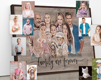 Personalized Watercolor Memorial Portrait on Canvas, Customizable Family Painting From Photo, Unique Remembrance Artwork Gift for Parents