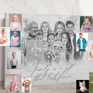 Personalized Watercolor Memorial Portrait on Canvas, Customizable Family Painting From Photo, Unique Remembrance Artwork Gift for Parents