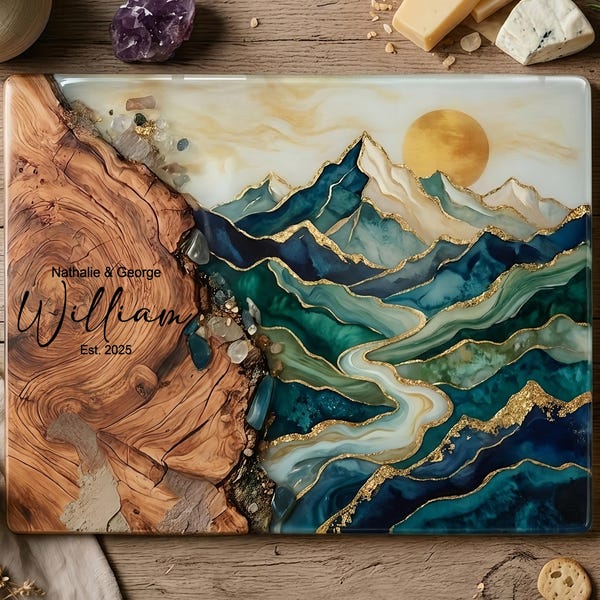 Custom Cutting Board Personalized Gift for Her, Charcuterie Board , Gift for Women Marble Wood Look Realtor Housewarming Gift Closing Gifts