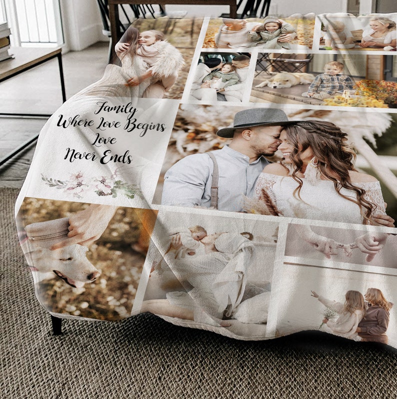 Personalized Gift for Mom Gift for Grandma Gift Accessories for Mom Mothers Day Gift from Daughter Custom Photo Blanket Grandmother Gift 画像 6