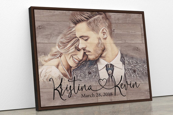 Personalized Wedding Gift for Couple Unique Wedding Gift for Bride Wedding  Gift for Parents Custom Portrait Sign Wedding Date Sign With Name 