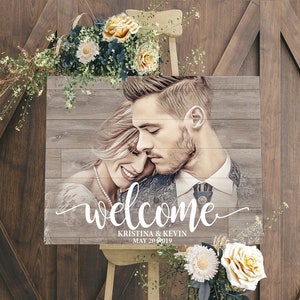 Welcome Wedding Sign With Photo Wedding Decor Welcome to Wedding Welcome Sign Personalized Wedding Decorations Welcome Our Wedding Signage image 2