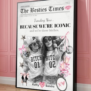 Best Friend Gifts Personalized Gift for Her Best Friend Birthday Gifts Newpaper Art Print Friendship Gift Best Friend Gift Womens Gift Ideas