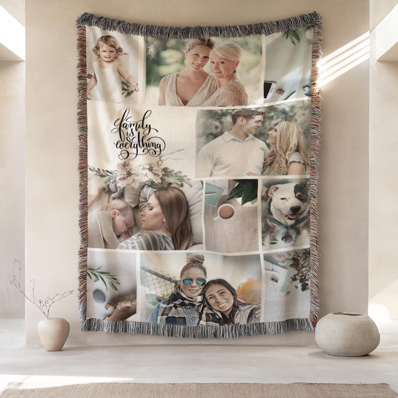 Personalized Gift for Women Custom Photo Blanket With Collage Picture Blanket for Mom Dad Grandma Gift for Her Men Grandpa Gift for Him