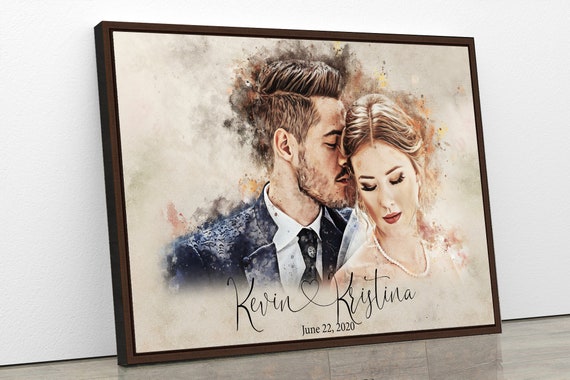 Personalized Wedding Gift for Couple, Personalized Portrait Gift Watercolor  Print Custom Photo Anniversary Gift Newly Wed Gifts Digital Copy 