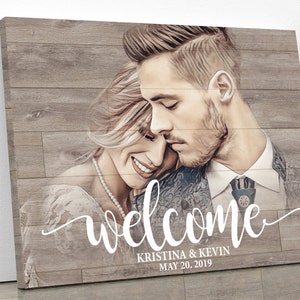 Welcome Wedding Sign With Photo Wedding Decor Welcome to Wedding Welcome Sign Personalized Wedding Decorations Welcome Our Wedding Signage image 3