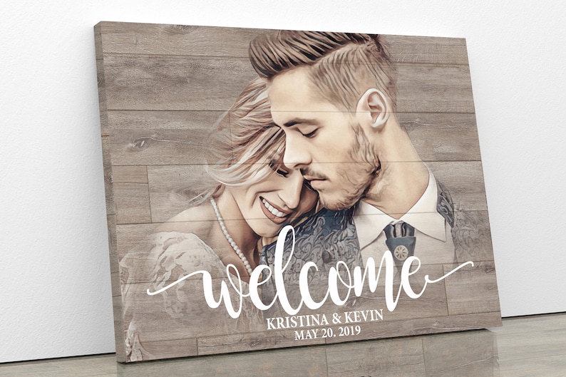 Welcome Wedding Sign With Photo Wedding Decor Welcome to Wedding Welcome Sign Personalized Wedding Decorations Welcome Our Wedding Signage image 3