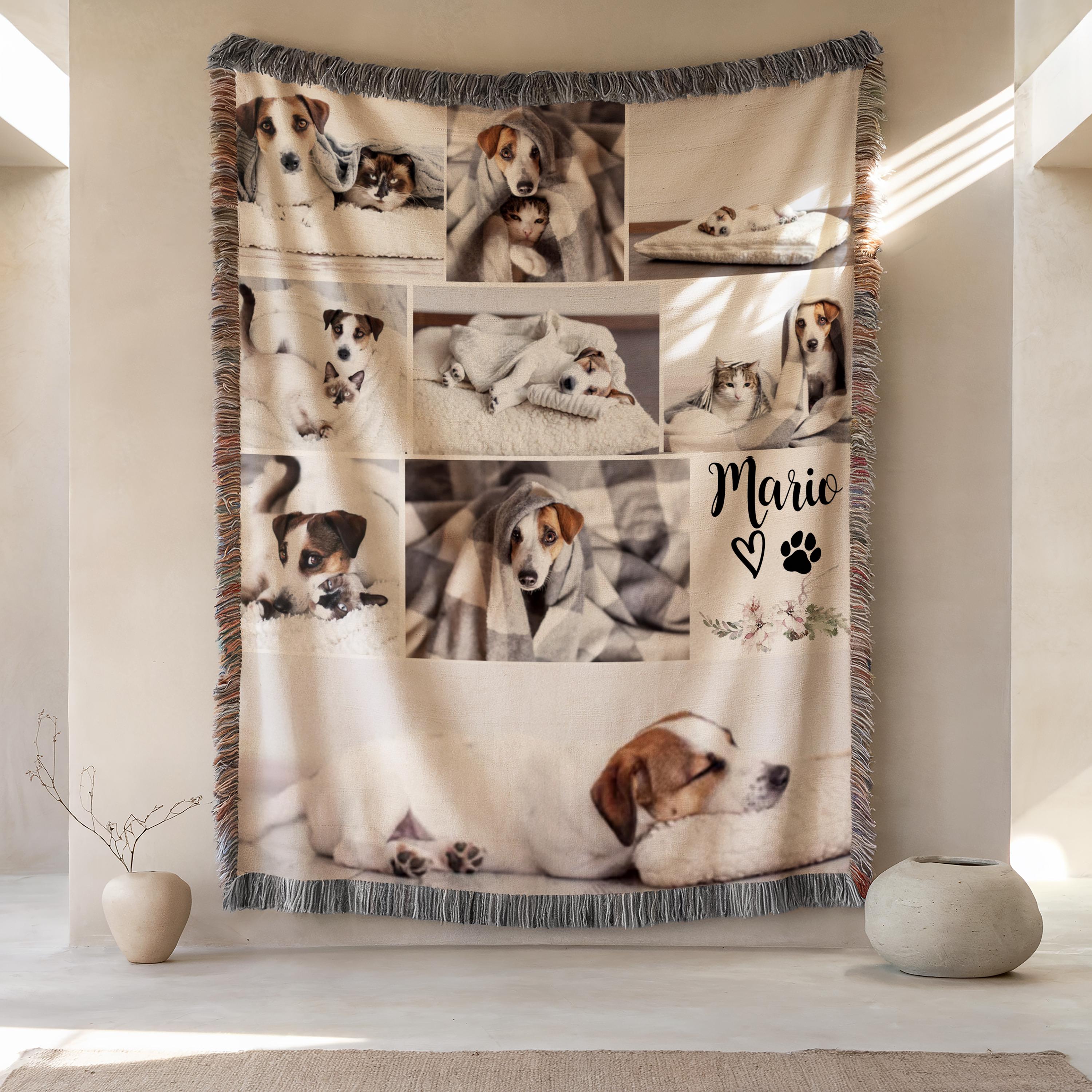 Personalized Pet Memorial Blanket - Custom Photo & Name, Sympathy Gift For Loss Of Dog Or Cat - View #3