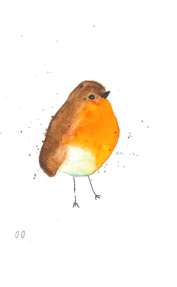 A4 Print Hand drawn illustration of a robin