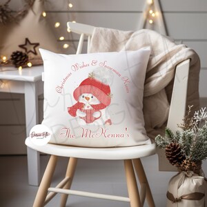 Personalised Christmas Cushion Cover | Themed Cushion Cover | Family Cushion | Christmas Decoration | Luxury Cushion Cover | Snowman