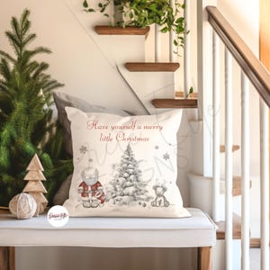 Personalised Christmas Cushion Cover | Santa & Reindeer Cushion Cover | Family Cushion | Christmas Decoration | Luxury Cushion Cover