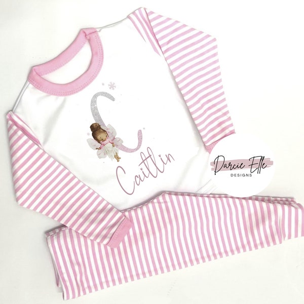 Pink Fairy Pyjamas Personalised  | Gift for Girls | Stripe Pyjamas | Gift for Birthday | Pink Pyjamas | Christmas Pyjamas | Girly Pyjamas