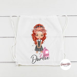 Girls Personalised Bag | Perfect for School | PE Bag | Back to School | Drawstring Bag | Swimming Bag | Nursery Bag | Spare Clothes Bag