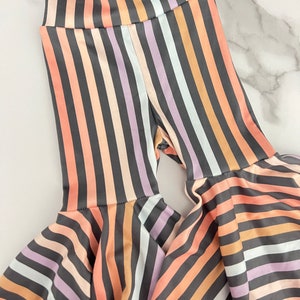 Groovy Retro Stripe Bell Bottoms | Toddler Bell Bottoms | summer Bell Bottoms| Baby Flare leggings | Vintage Style Bell Bottoms