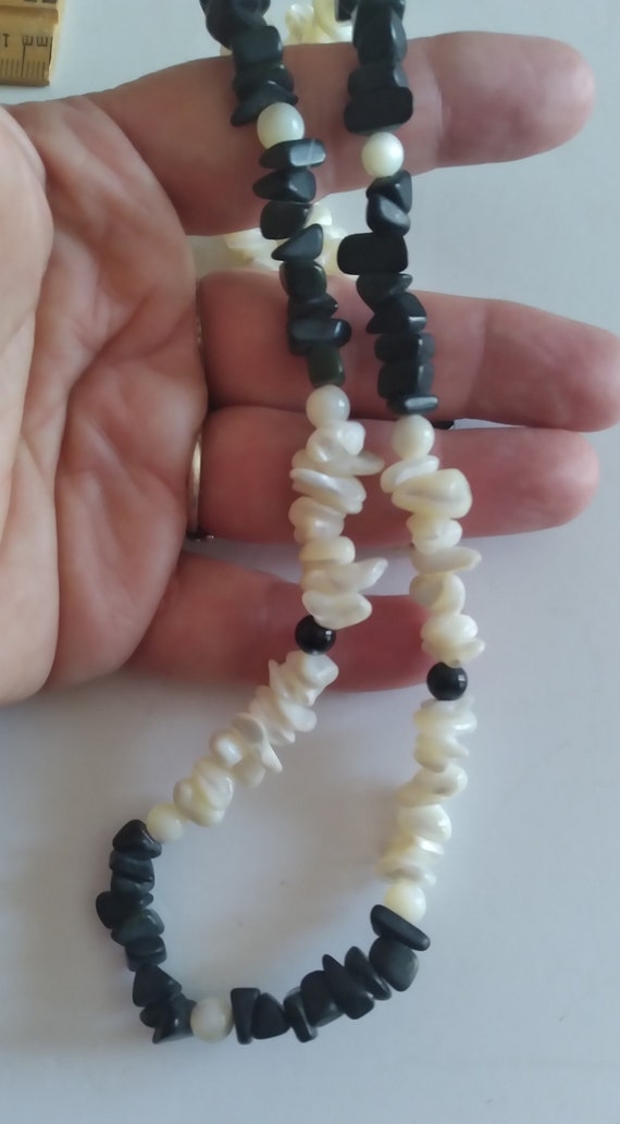 Mother of Pearl and black onyx necklace - image 1